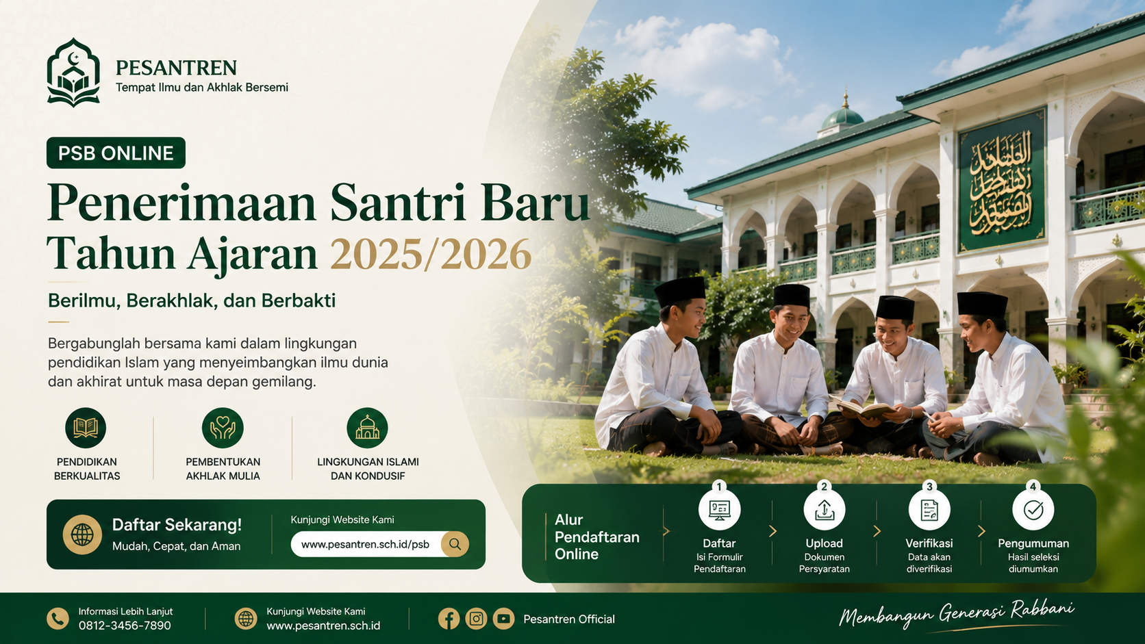Pembukaan Pendaftaran Santri Baru Tahun Ajaran 2026/2027, Kuota Terbatas!